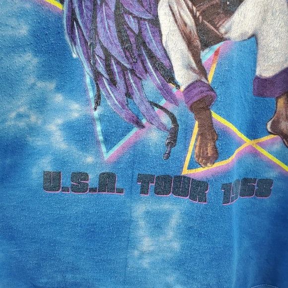 Jimi Hendrix Blue Tie Dye Angel Graphic Band Tee Shirt VTG - Picture 4 of 6